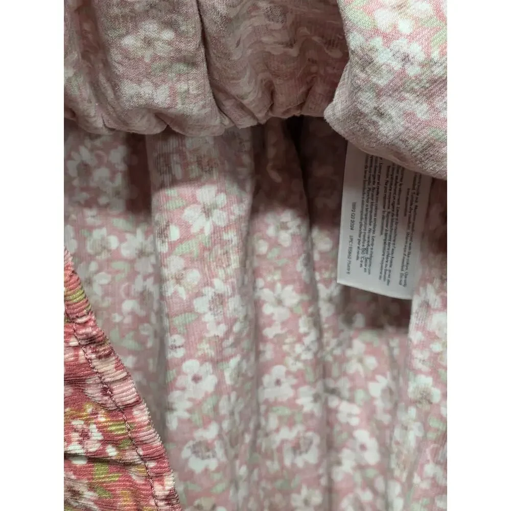 OshKosh Vestbak Girls Pink Floral Corduroy Overall Jumper Dress Size 4T
